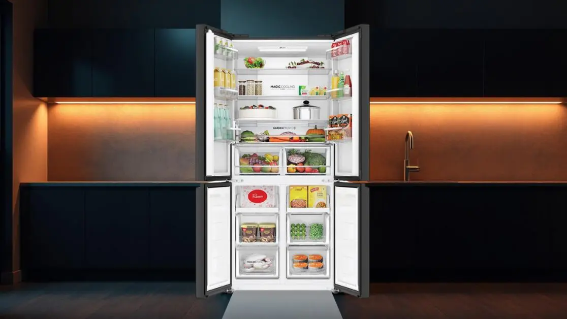 Sunlit Interior Design for Better Visibility in 4 door refrigerator