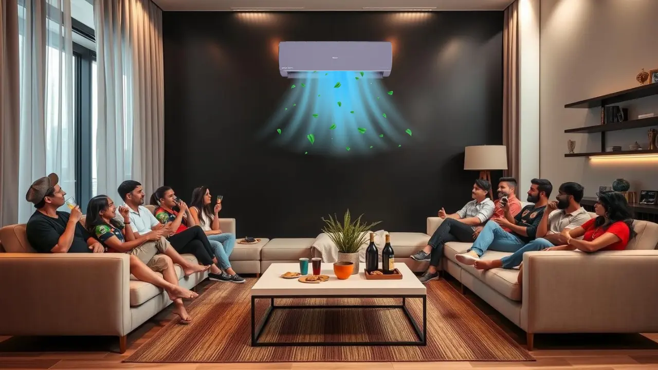 AI Air conditioner quietly fighting heat at home