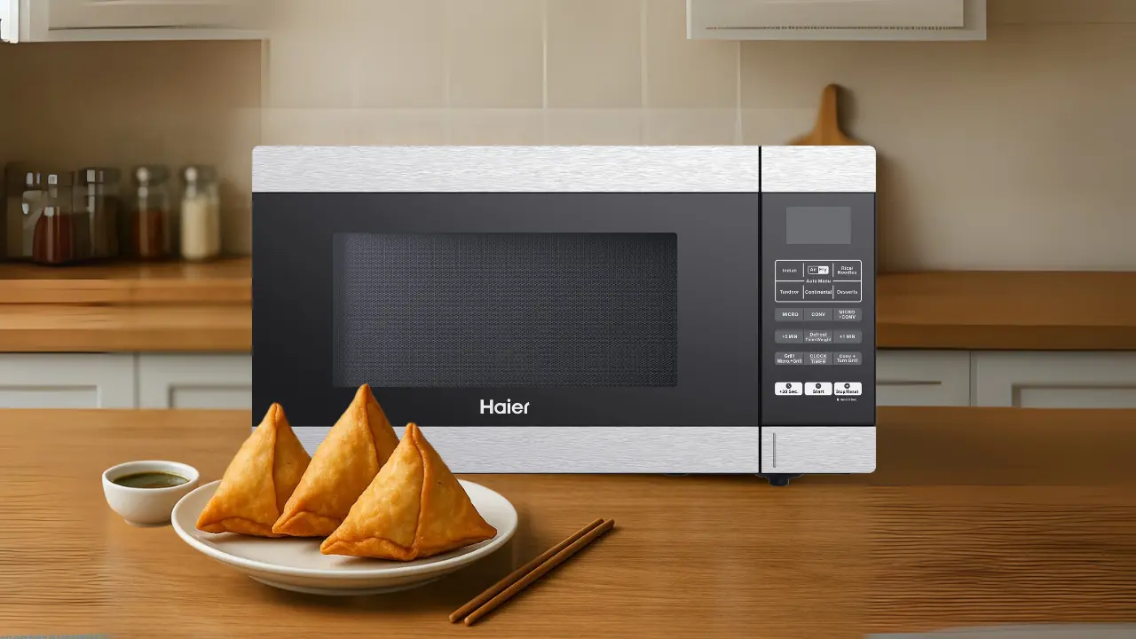 Make Samosas without oil in Microwave’s Air Fryer Mode