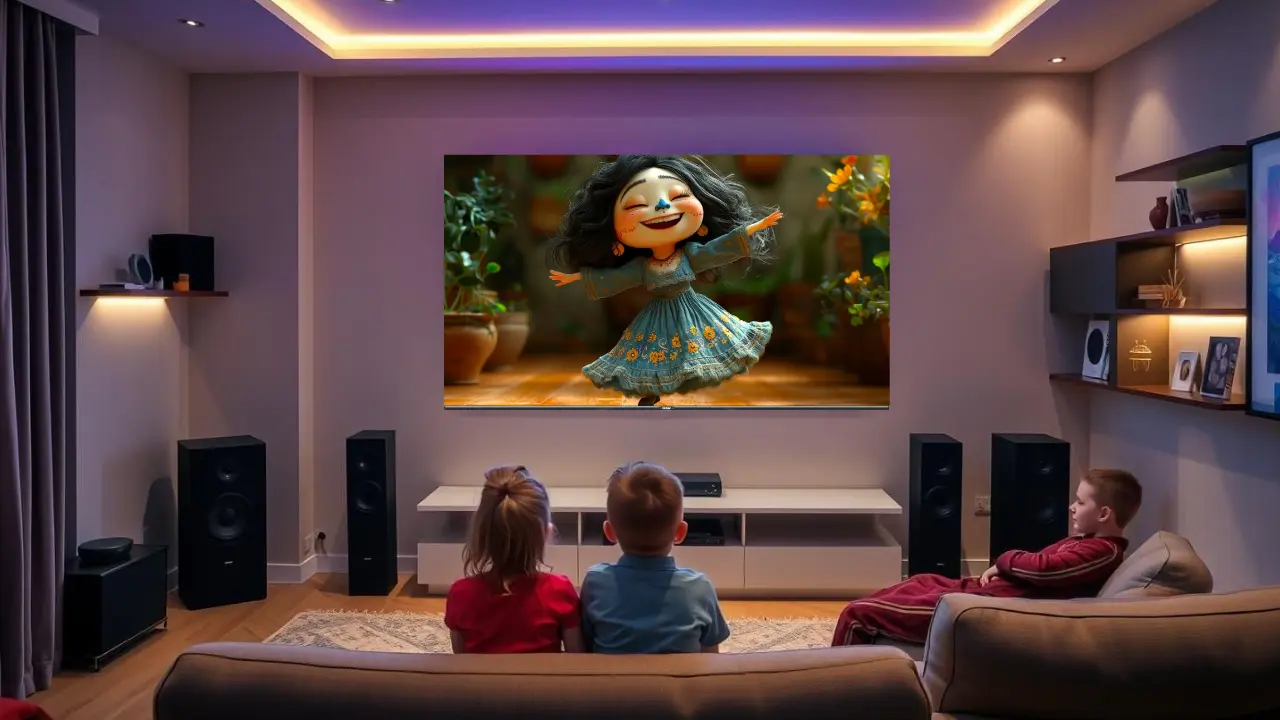 kids love animated films more on QLED TV