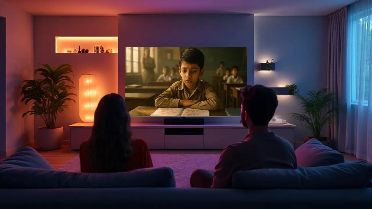 Family movie night on Big screen TVs