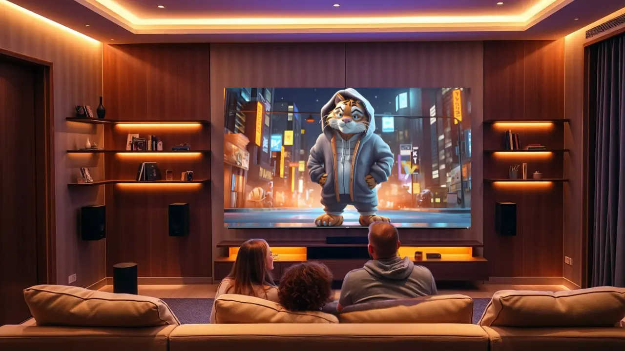 Kids Watching cartoon in Mini LED TV