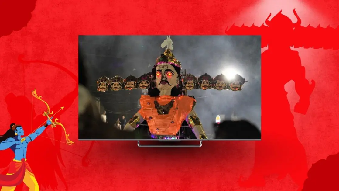 Watching Ravana Dahan and Aarti Together on Dussehra in QLED TV