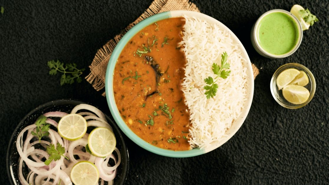 Rice and moong dal in microwave