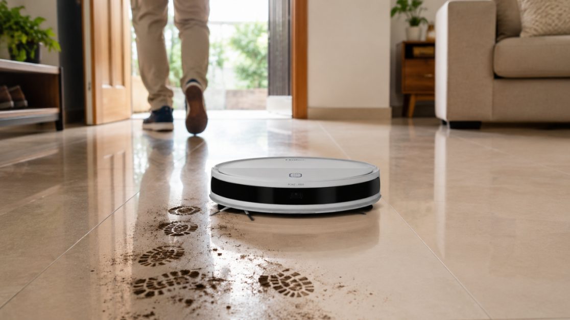 Cleaning Dirty Floors with Robot Vacuum Cleaner